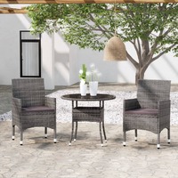  3 Piece Garden Dining Set Poly Rattan Grey