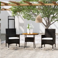  3 Piece Garden Dining Set Poly Rattan Black