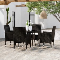  5 Piece Garden Dining Set Poly Rattan Black