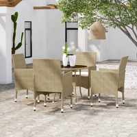  5 Piece Garden Dining Set Poly Rattan Beige