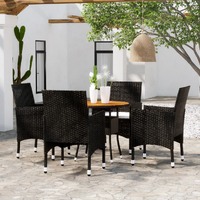  5 Piece Garden Dining Set Poly Rattan Black