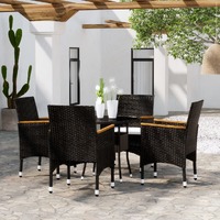  5 Piece Garden Dining Set Poly Rattan Black