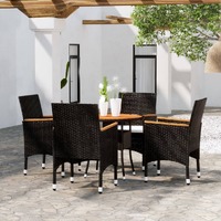  5 Piece Garden Dining Set Poly Rattan Black