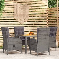  5 Piece Garden Dining Set Poly Rattan Grey