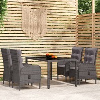  5 Piece Garden Dining Set Poly Rattan Grey