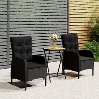  3 Piece Garden Bistro Set Poly Rattan and Solid Wood Acacia Black