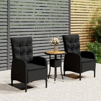  3 Piece Garden Bistro Set Poly Rattan Black