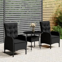  3 Piece Garden Bistro Set Poly Rattan Black