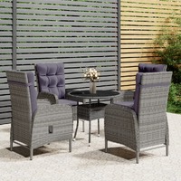  5 Piece Garden Bistro Set Poly Rattan Grey
