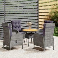  5 Piece Garden Bistro Set Poly Rattan Grey