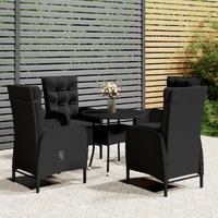  5 Piece Garden Bistro Set Poly Rattan Black