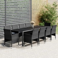  11 Piece Garden Dining Set Poly Rattan Grey