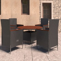  5 Piece Outdoor Dining Set with Cushions Poly Rattan Black