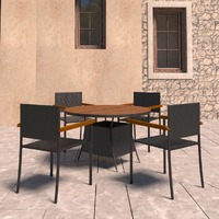  5 Piece Outdoor Dining Set Poly Rattan Black