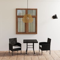  3 Piece Garden Dining Set Poly Rattan Black