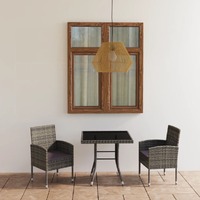  3 Piece Garden Dining Set Poly Rattan Anthracite