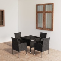  5 Piece Garden Dining Set Poly Rattan Black