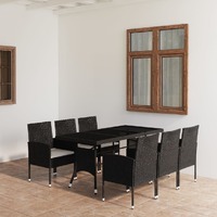  7 Piece Garden Dining Set Poly Rattan Black