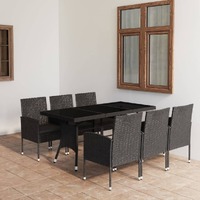  7 Piece Garden Dining Set Poly Rattan Black