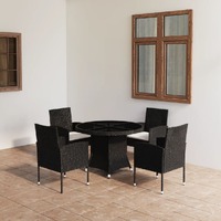  5 Piece Garden Dining Set Poly Rattan Black