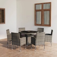  7 Piece Garden Dining Set Poly Rattan Anthracite &amp; Grey