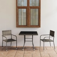  3 Piece Garden Dining Set Poly Rattan Anthracite &amp; Grey