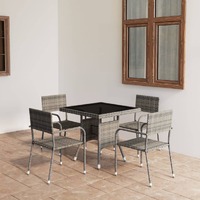  5 Piece Garden Dining Set Poly Rattan Grey