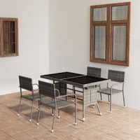  5 Piece Garden Dining Set Poly Rattan Anthracite &amp; Grey