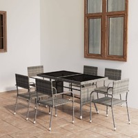  7 Piece Garden Dining Set Poly Rattan Anthracite &amp; Grey