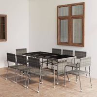  9 Piece Garden Dining Set Poly Rattan Anthracite &amp; Grey