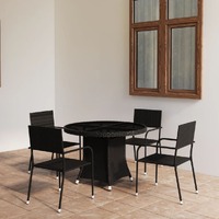  5 Piece Garden Dining Set Poly Rattan Black