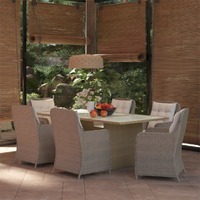  7 Piece Garden Dining Set Poly Rattan Brown
