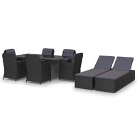  9 Piece Garden Dining Set Poly Rattan Black