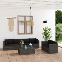  7 Piece Garden Lounge Set with Cushions Poly Rattan Grey