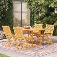  5 Piece Garden Dining Set Solid Teak Wood