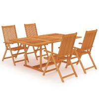  5 Piece Garden Dining Set Solid Teak Wood