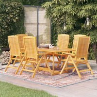  7 Piece Garden Dining Set Solid Teak Wood