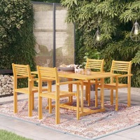 5 Piece Garden Dining Set Solid Teak Wood