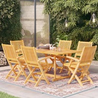  7 Piece Garden Dining Set Solid Teak Wood