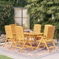  7 Piece Garden Dining Set Solid Teak Wood
