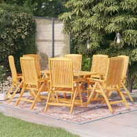  9 Piece Garden Dining Set Solid Teak Wood
