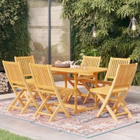  7 Piece Garden Dining Set Solid Teak Wood