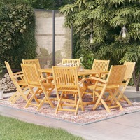  9 Piece Garden Dining Set Solid Teak Wood