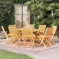  9 Piece Garden Dining Set Solid Teak Wood