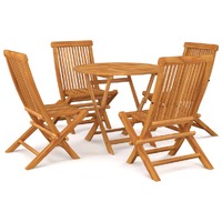  5 Piece Garden Dining Set Solid Teak Wood