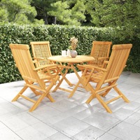  5 Piece Garden Dining Set Solid Teak Wood