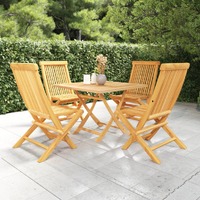  5 Piece Garden Dining Set Solid Teak Wood