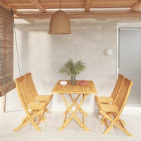  5 Piece Garden Dining Set Solid Teak Wood