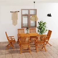  7 Piece Garden Dining Set Solid Teak Wood