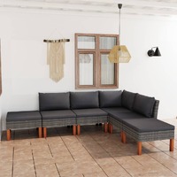  6 Piece Garden Lounge Set with Cushions Poly Rattan Grey